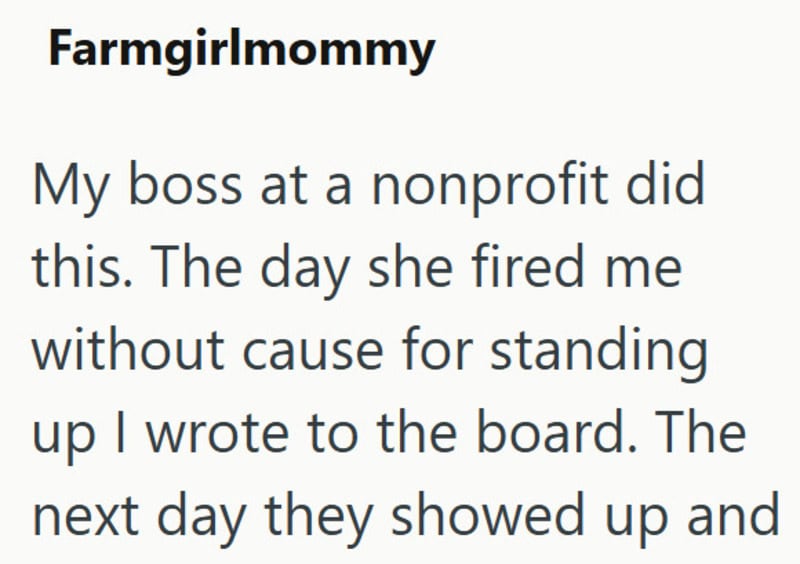 Post about a boss firing an employee for standing up to bullying.