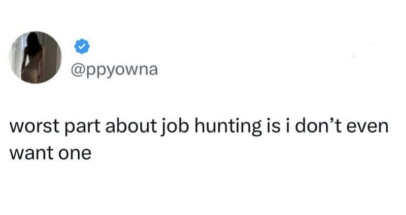 Worst part about job hunting is I don't even want one.