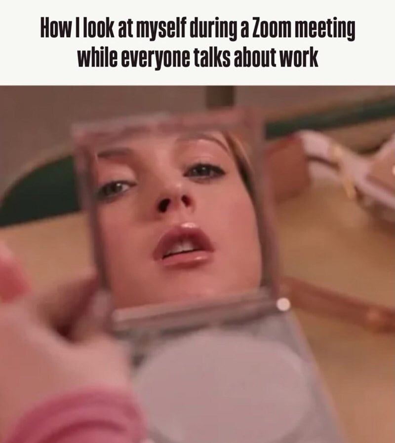 How I look at myself during a Zoom meeting while everyone talks about work.