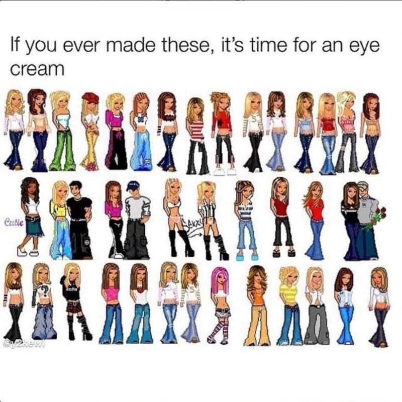 Group of animated girls with different outfits and hairstyles, some holding ice cream.