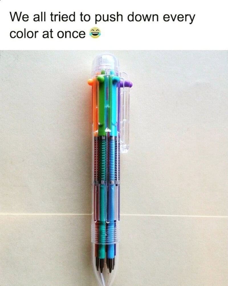 Colorful pens stacked with the caption about pushing down colors.