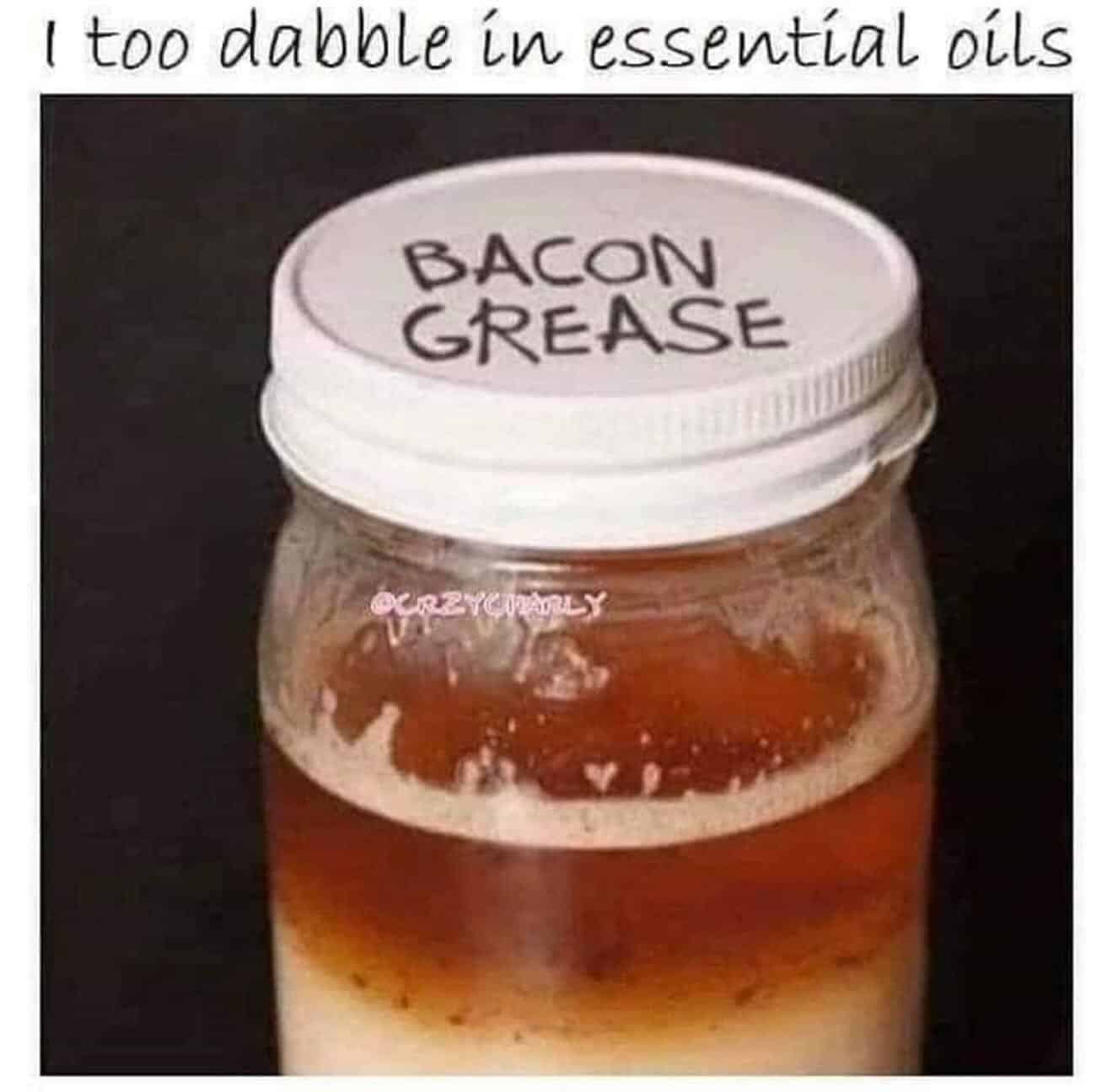 Bacon grease in a jar with a handwritten label on the lid.
