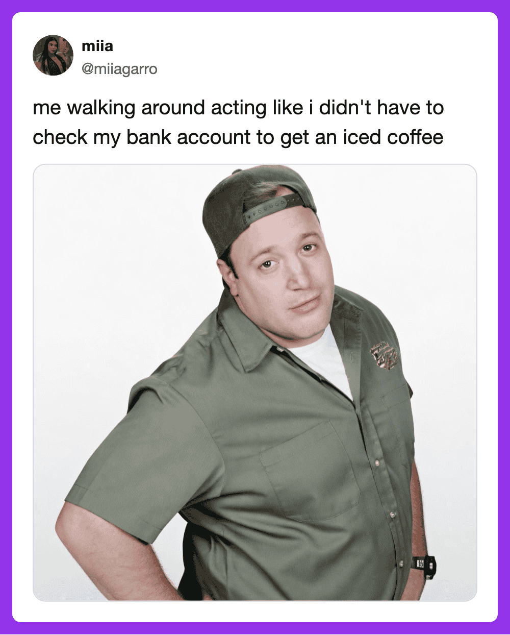 Man in uniform acting nonchalant, walking around without checking bank account.
