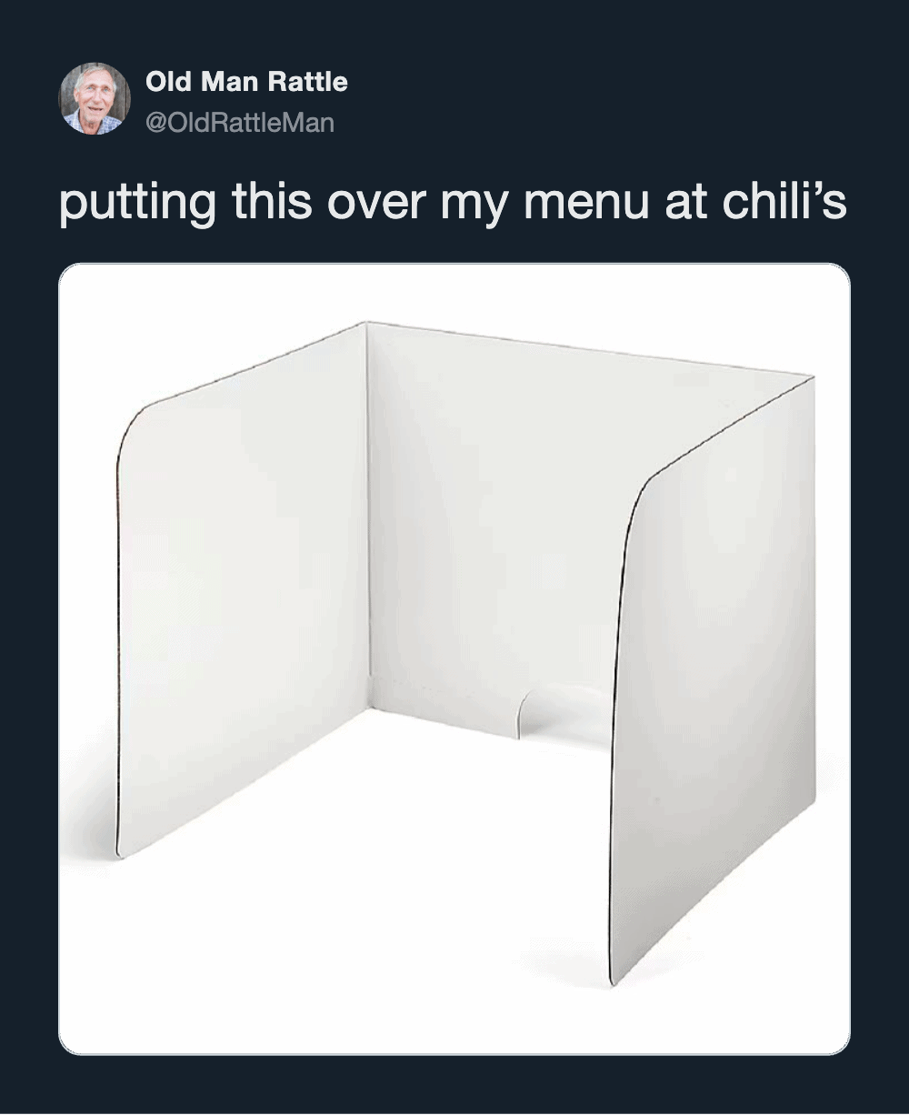 Putting this over my menu at Chili's.