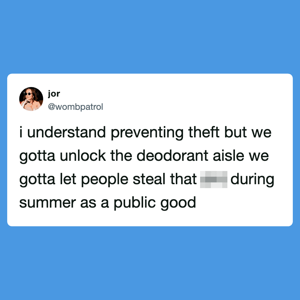 Preventing theft by unlocking deodorant aisle for public during summer.