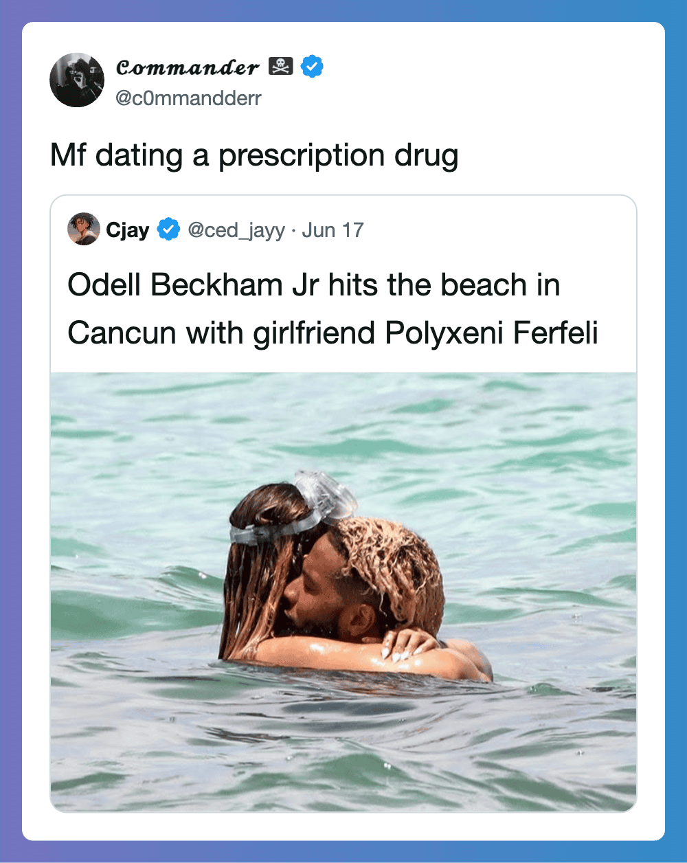 Odell Beckham Jr and girlfriend swimming in Cancun.