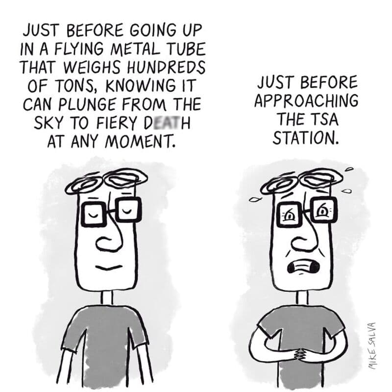 "Just before going up in a flying metal tube that weighs hundreds of tons, knowing it can plunge fro.