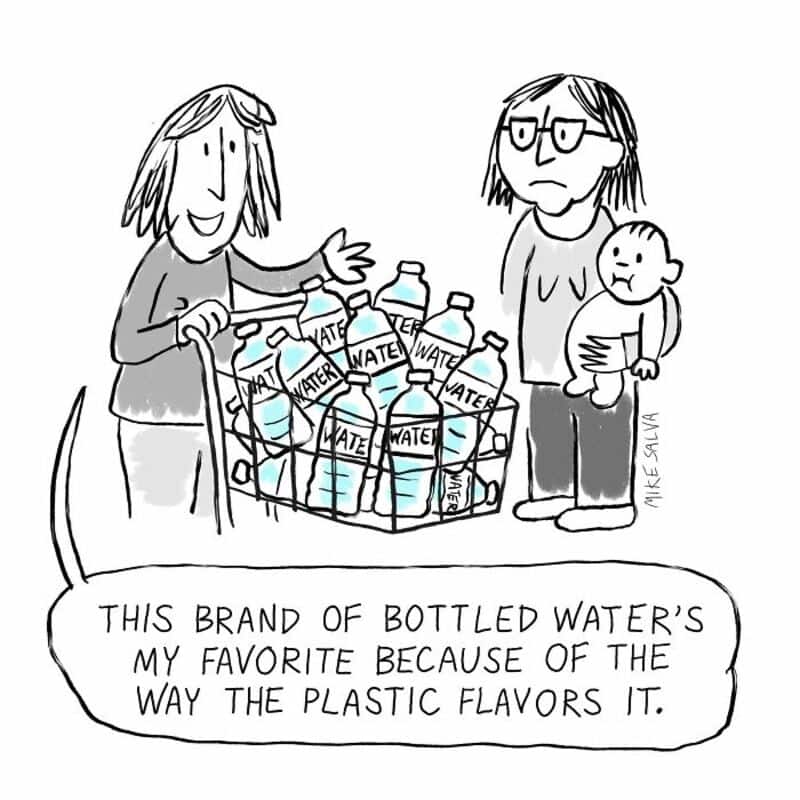 Bottled water with a woman and a girl, girl holding a baby, woman explaining her favorite bottled wa.