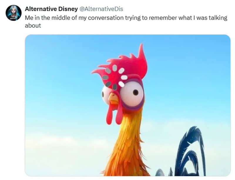 A cartoon chicken with a surprised expression, wide eyes, and a red comb.