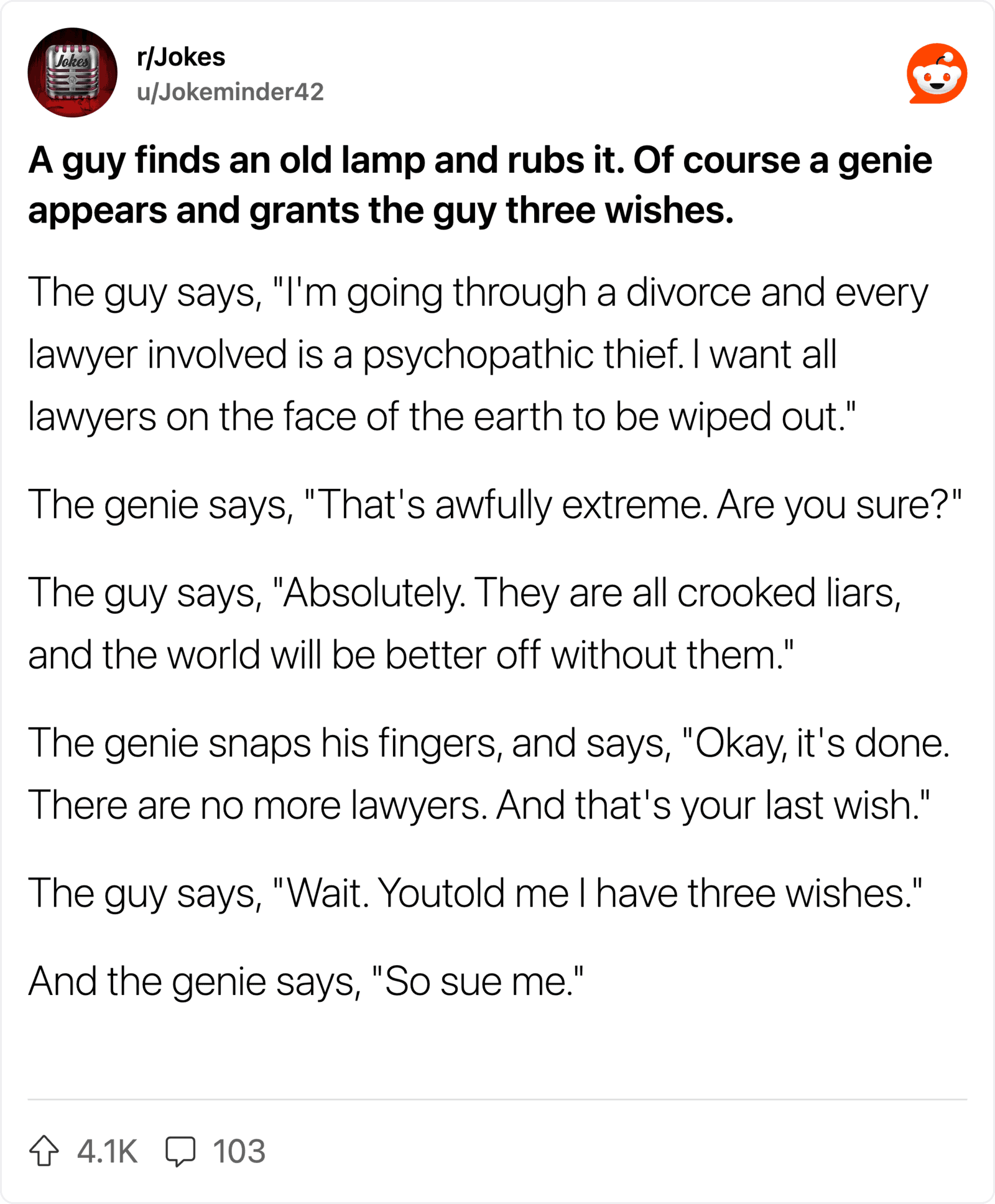 An old lamp being rubbed by a guy with a genie appearing and granting three wishes.