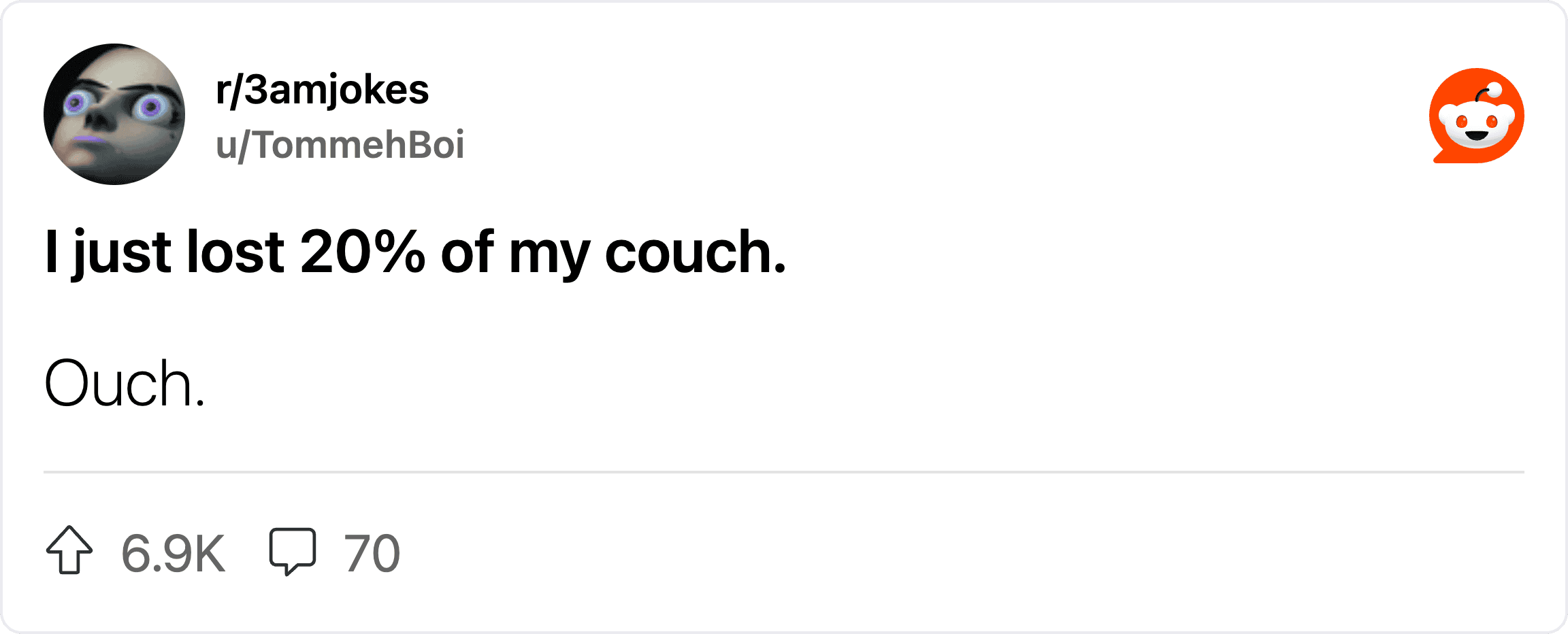 Losing 20% of my couch, ouch.