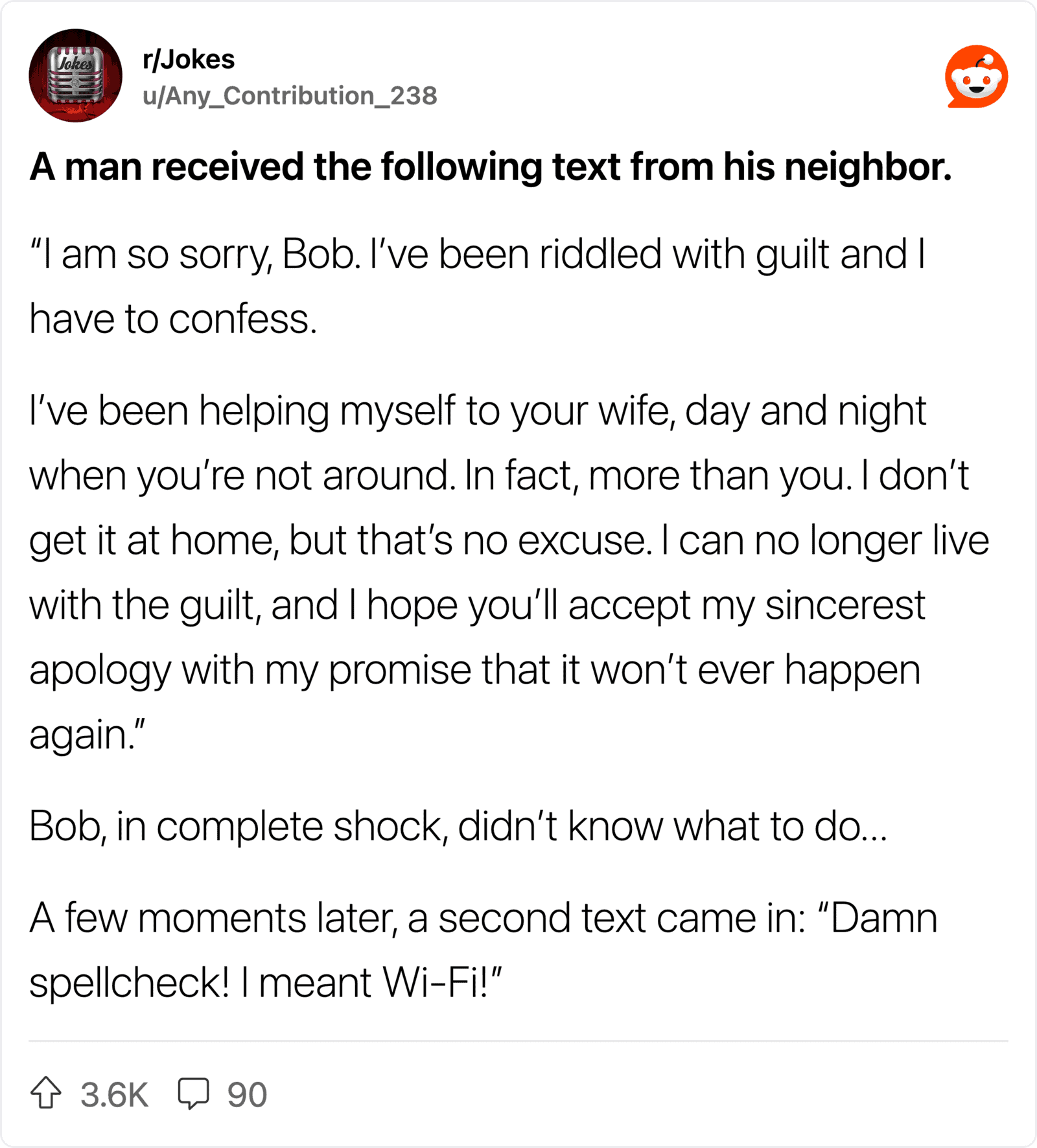 "Man receives apology text from neighbor about guilt and Wi-Fi issue".