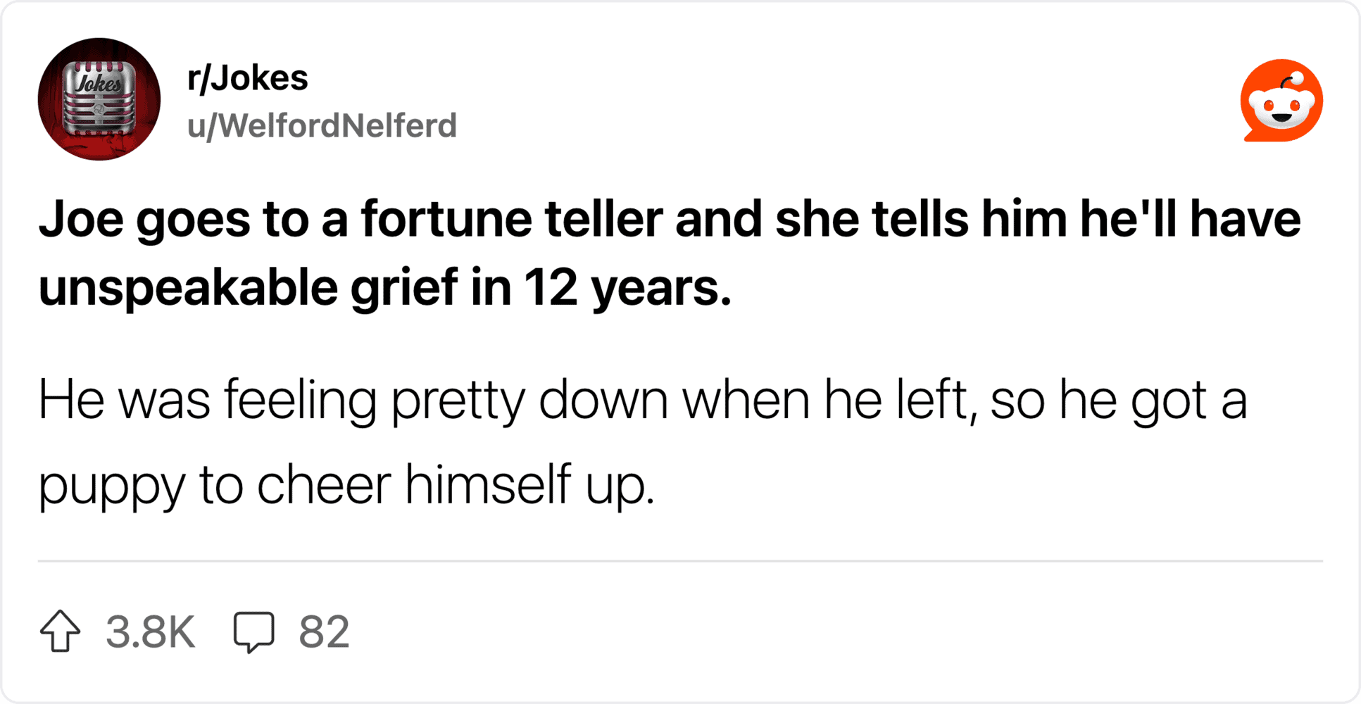 Joe goes to a fortune teller and she tells him he'll have unspeakable grief in 12 years.