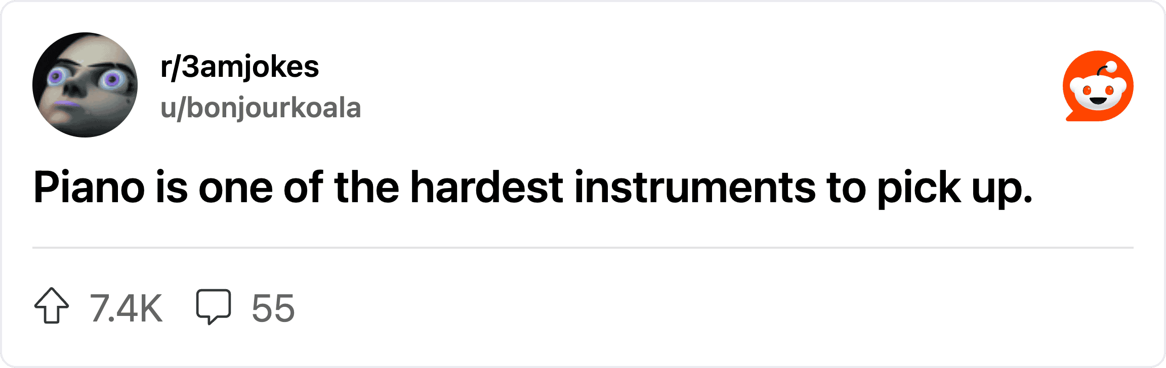 A woman playing a piano with a humorous caption about the difficulty of learning the instrument.