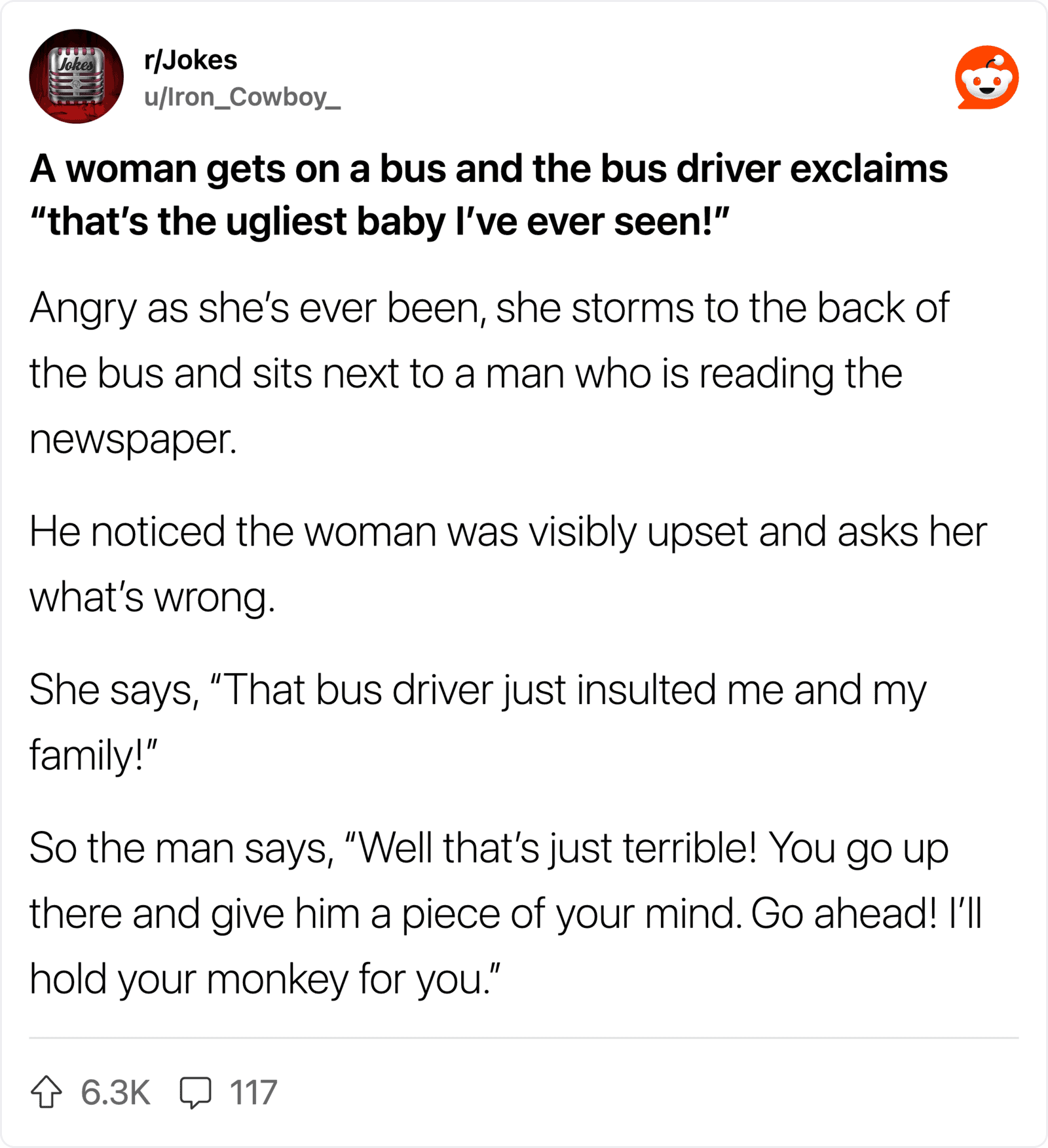 A woman on a bus and the driver exclaims about her appearance.