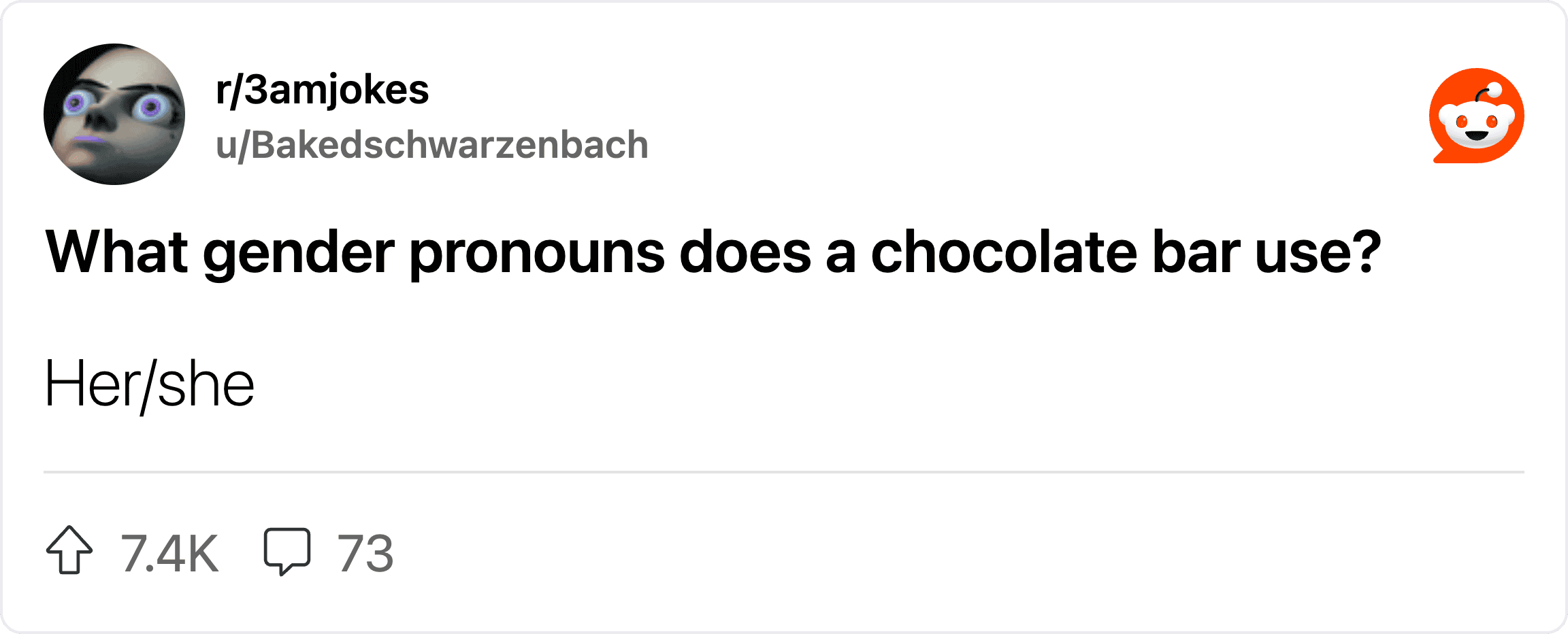Chocolate bar with gender pronouns "Her/she" written on it.