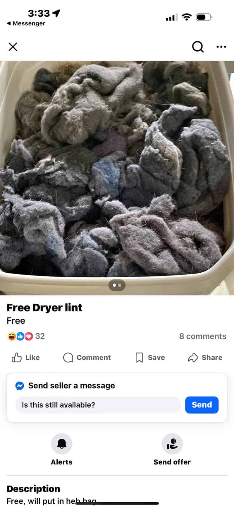 Collection of used dryer lint balls in a white container.