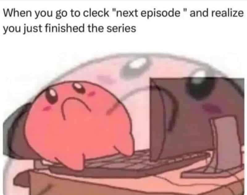 When you go to click "next episode" and realize you just finished the series.
