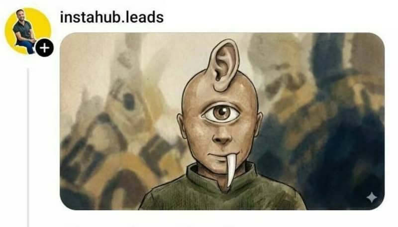 A surreal illustration of a person with one eye, an ear on top of their head, and a cigarette in the.