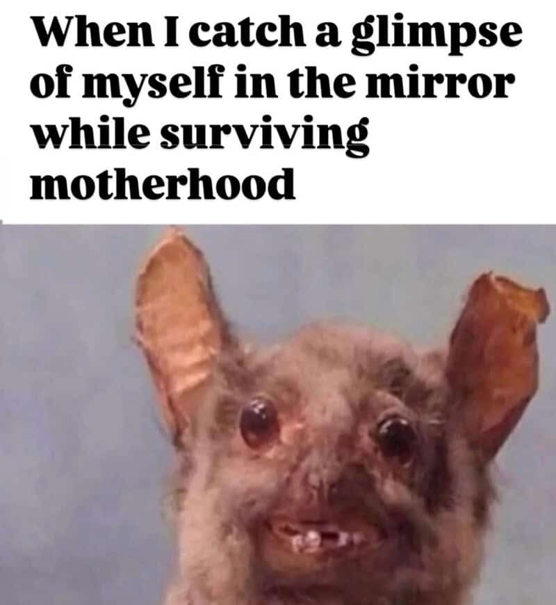 Looking at myself in the mirror with a funny, slightly creepy expression.