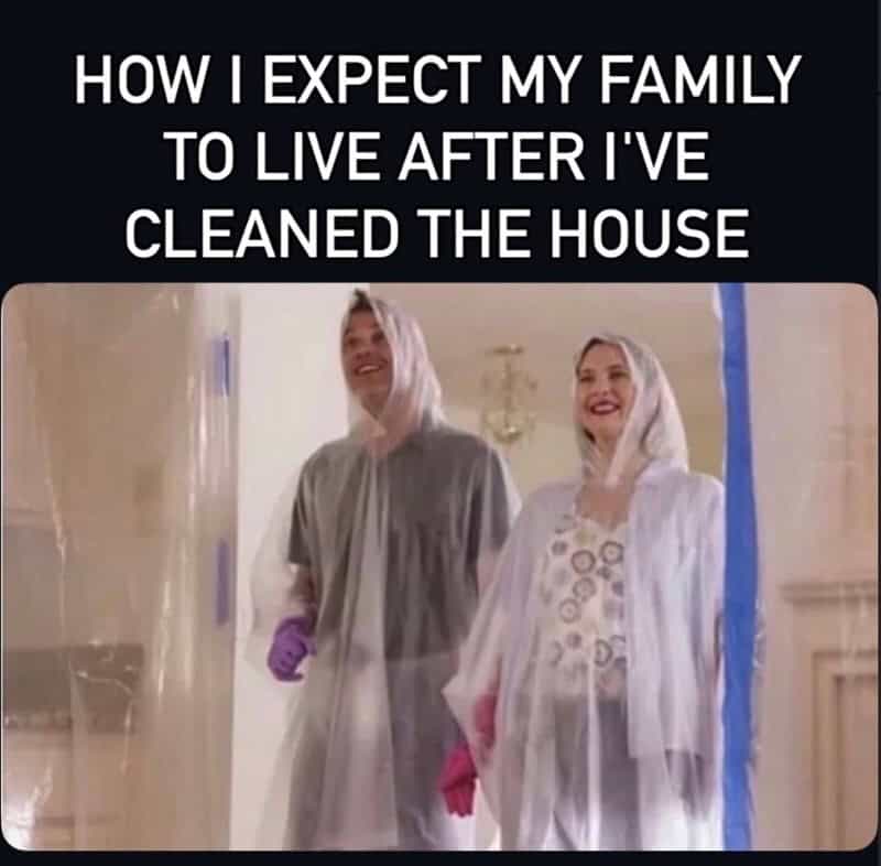 How I expect my family to live after I've cleaned the house.