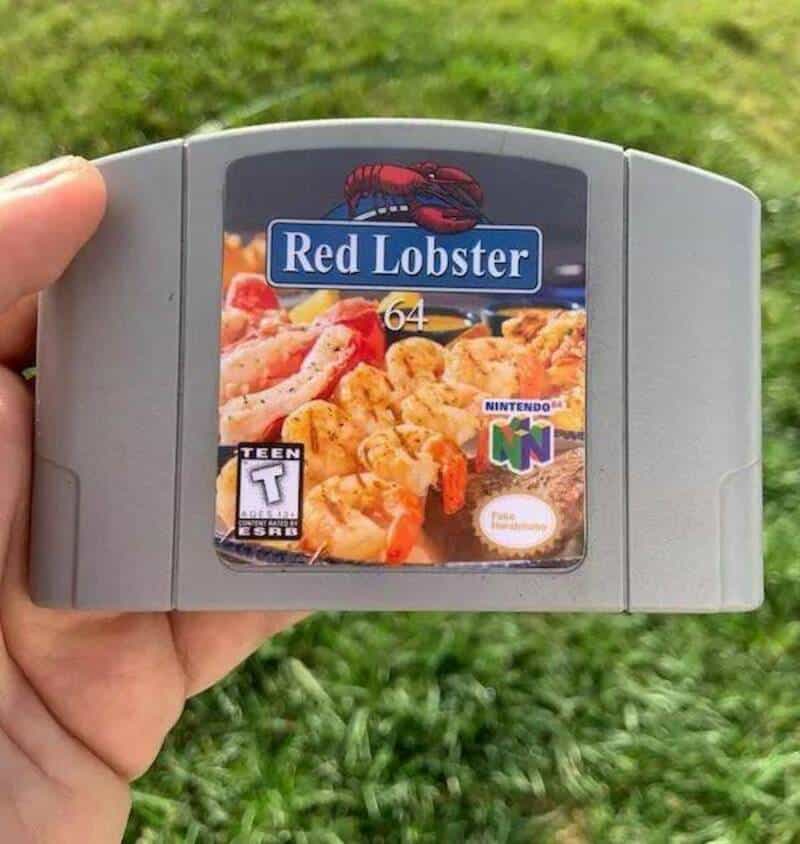 Red Lobster Nintendo 64 game cartridge with lobster image and label.