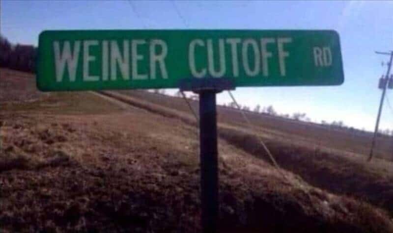 WEINER CUTOFF RD street sign.