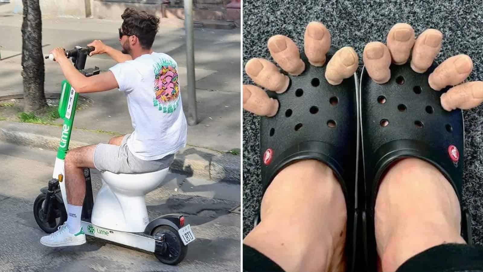 Man riding a Lime electric scooter on the street.
