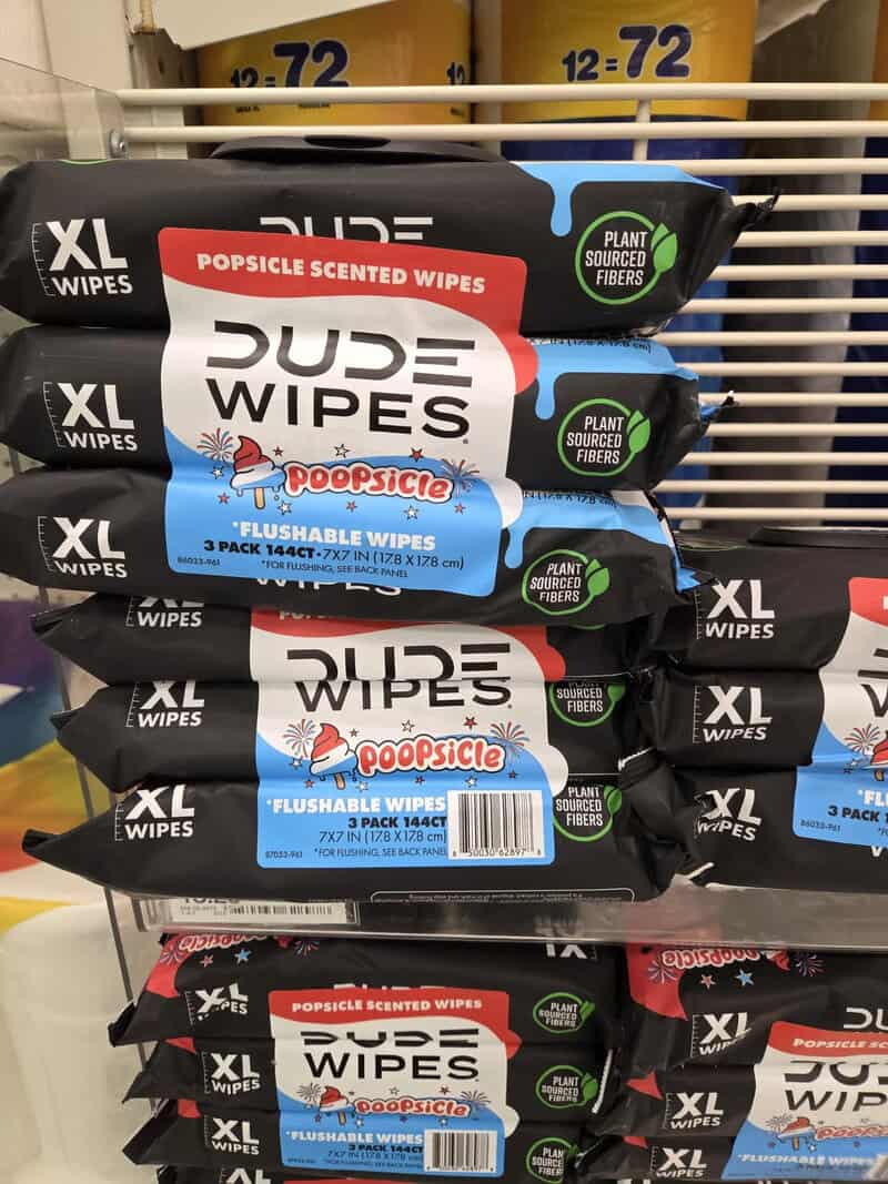 XL Wipes DUDE WIPES Poopsicle flushable wipes with plant-sourced fibers, scented, 3-pack, 144 wipes.