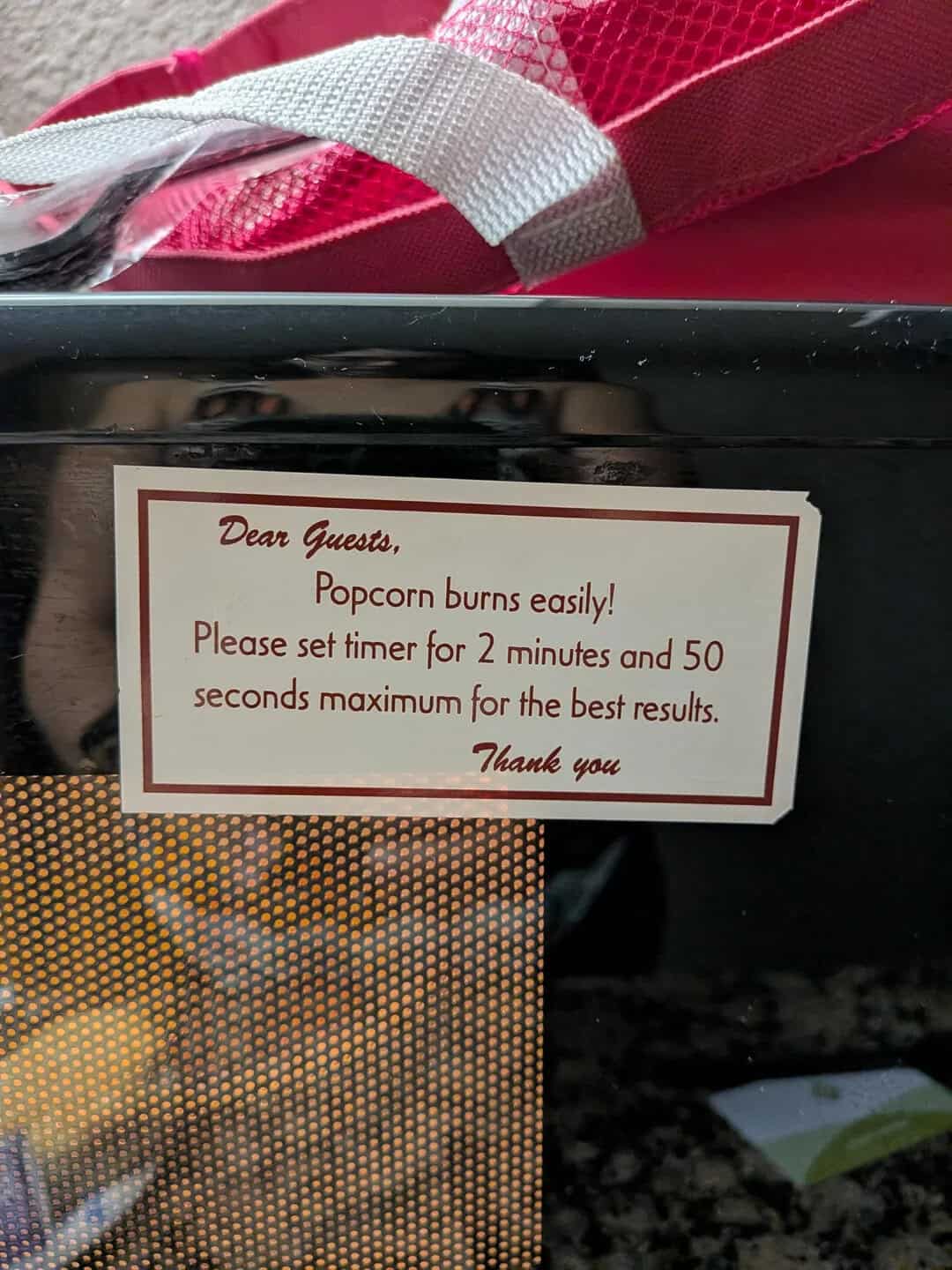 Popcorn burns easily! Set timer for 2 minutes 50 seconds for best results.