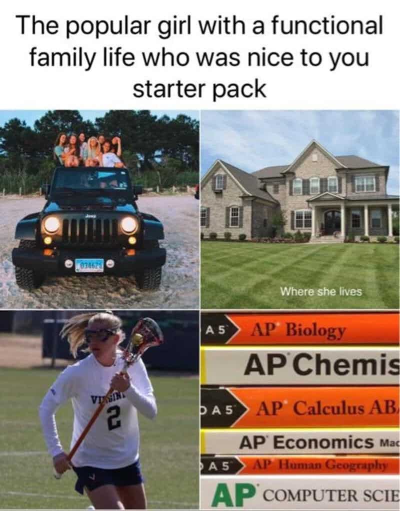 A girl with a functional family life and her academic achievements in AP courses.