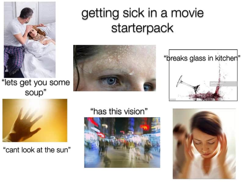 Getting sick in a movie starterpack.