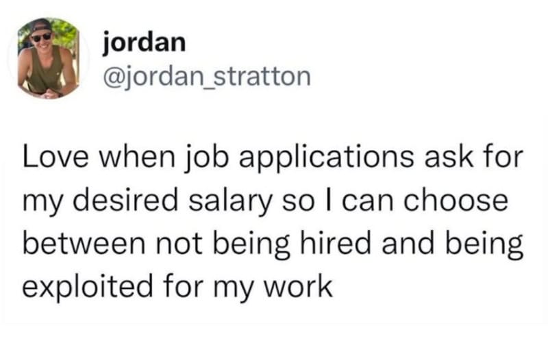 Love when job applications ask for my desired salary, so I can choose between not being hired and be.