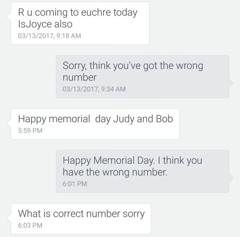 R u coming to euchre today IsJoyce also.