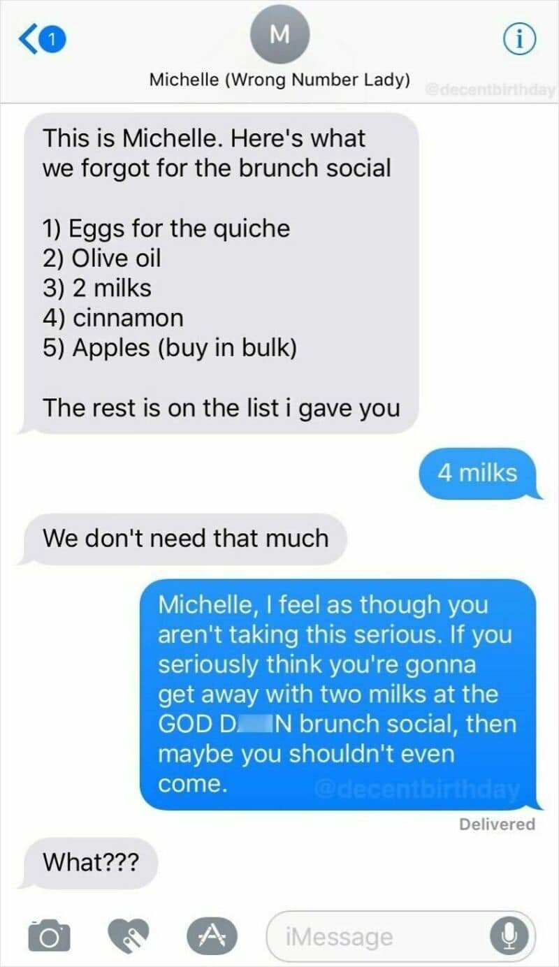 Eggs, olive oil, milks, cinnamon, apples, and a list for brunch social.