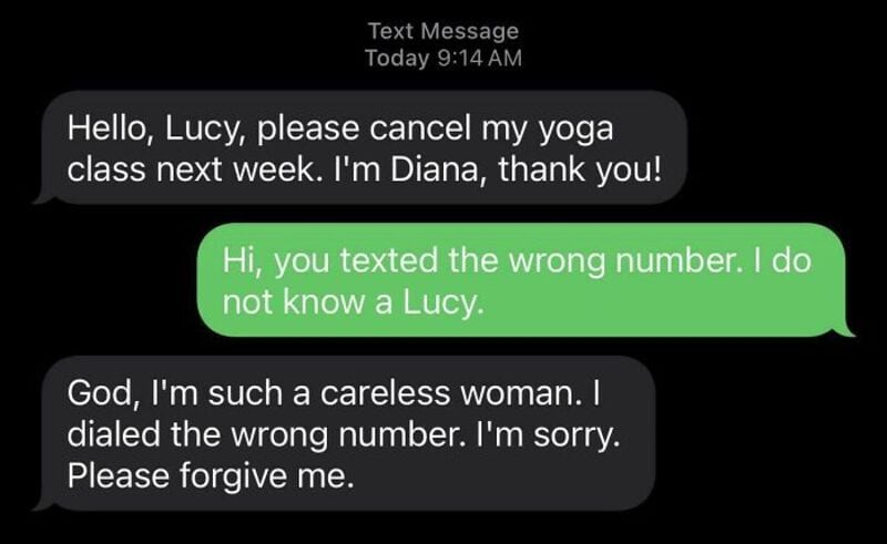 Hello, Lucy, please cancel my yoga class next week. I'm Diana, thank you!.