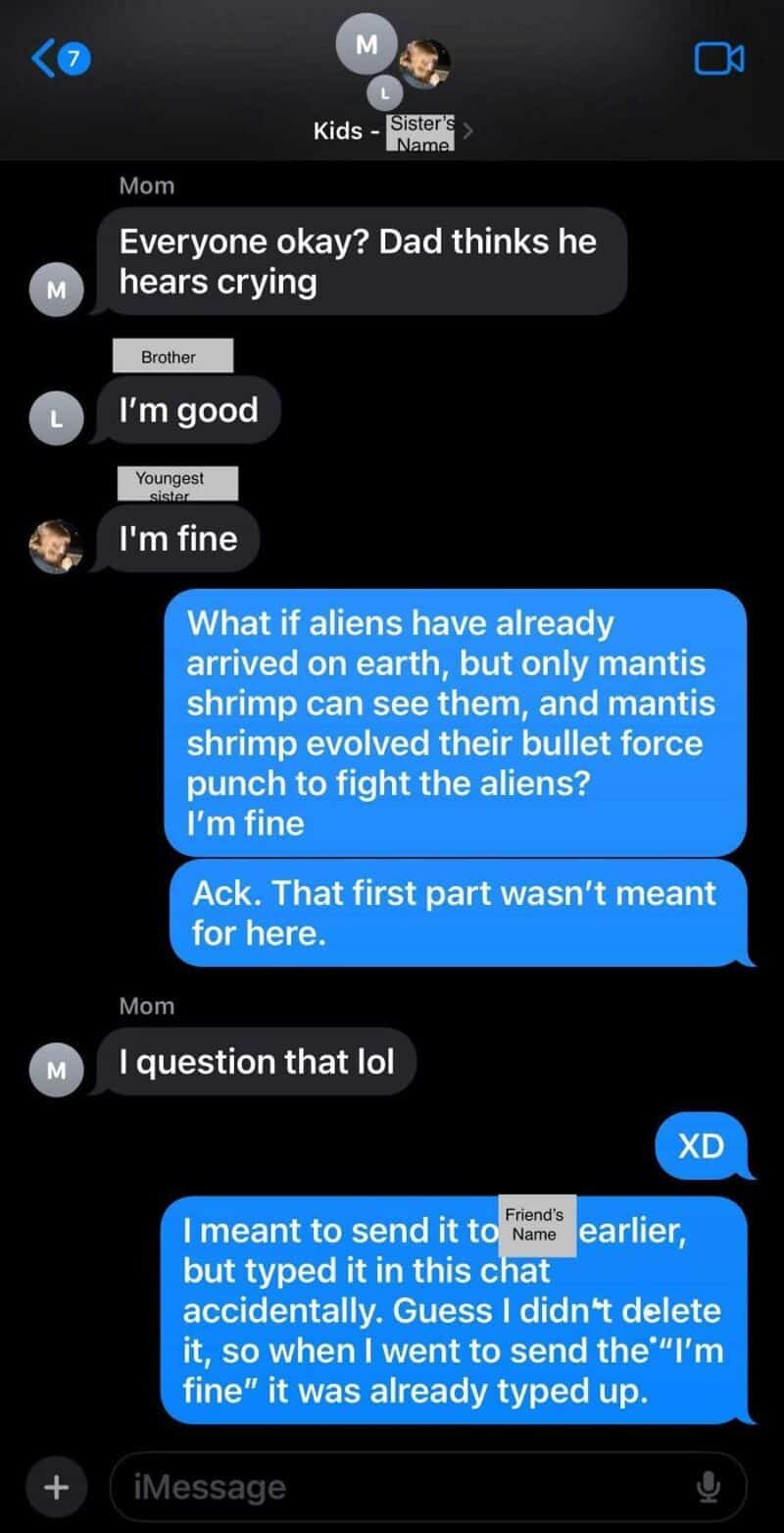Everyone okay? Dad thinks he hears crying.