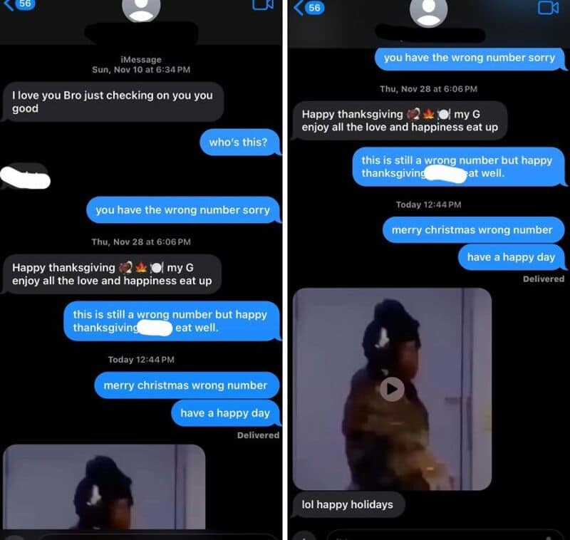 "you have the wrong number sorry".
