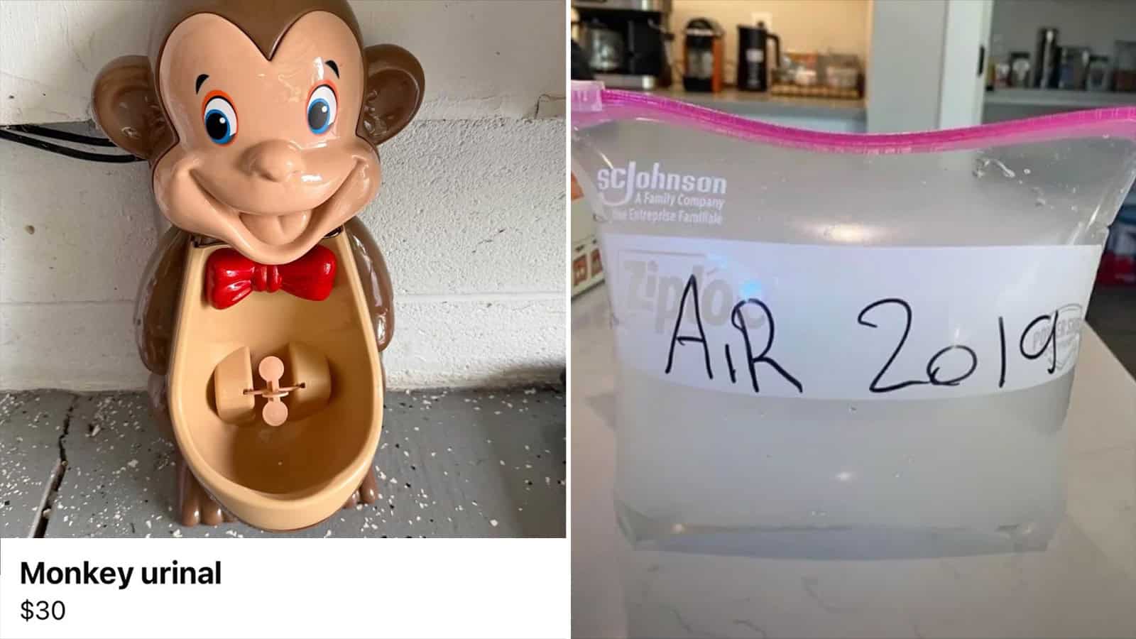 Monkey urinal with a red bow tie, priced at $30.