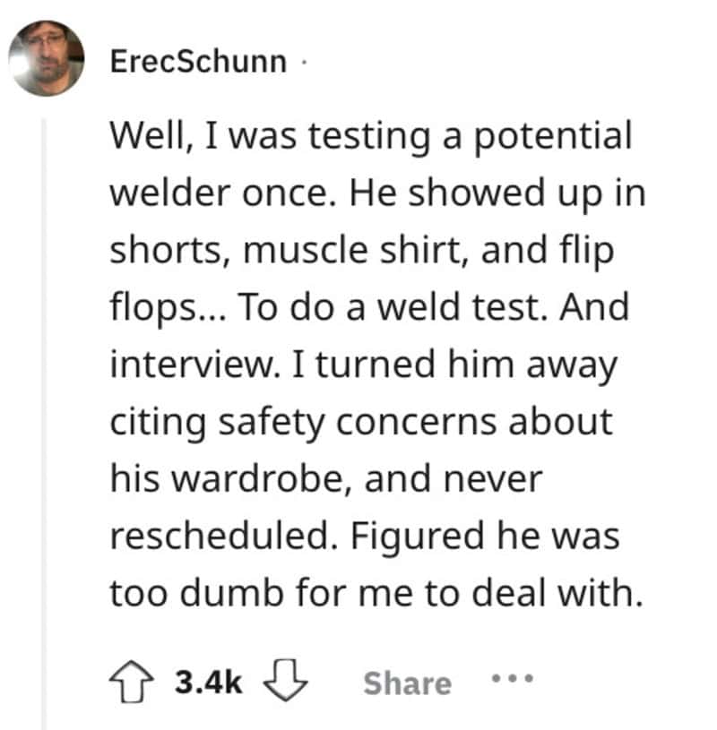 3.ALT tag: Man sharing welding test story in a social media post.