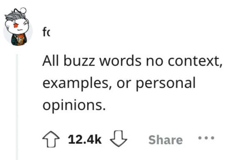 All buzz words no context, examples, or personal opinions.