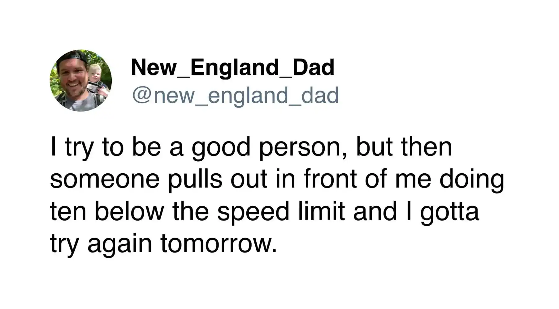 "New England Dad" Twitter profile picture with a smiling man outdoors.
