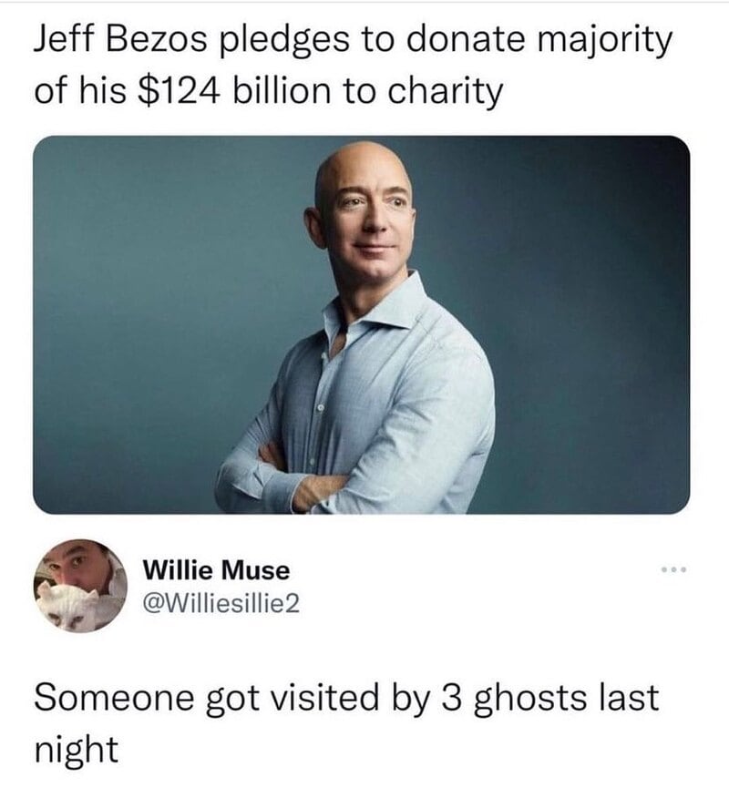 Jeff Bezos pledges to donate majority of his $124 billion to charity.