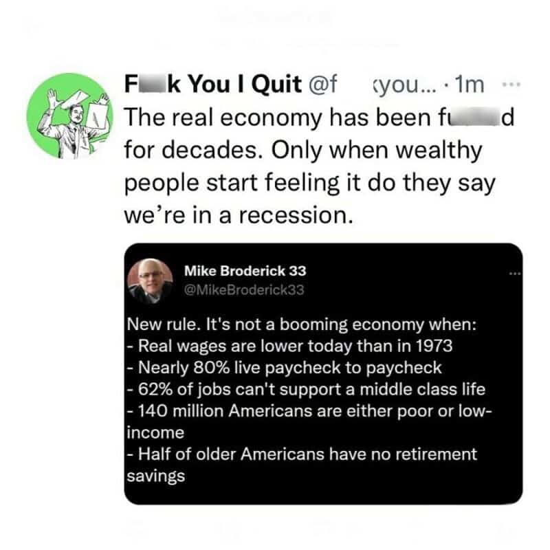 The real economy has been fl... for decades. Only when wealthy people start feeling it do they say w.