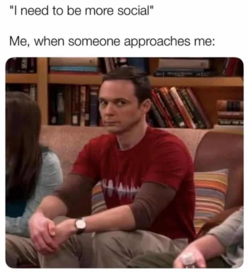 I need to be more social. Me when someone approaches me.