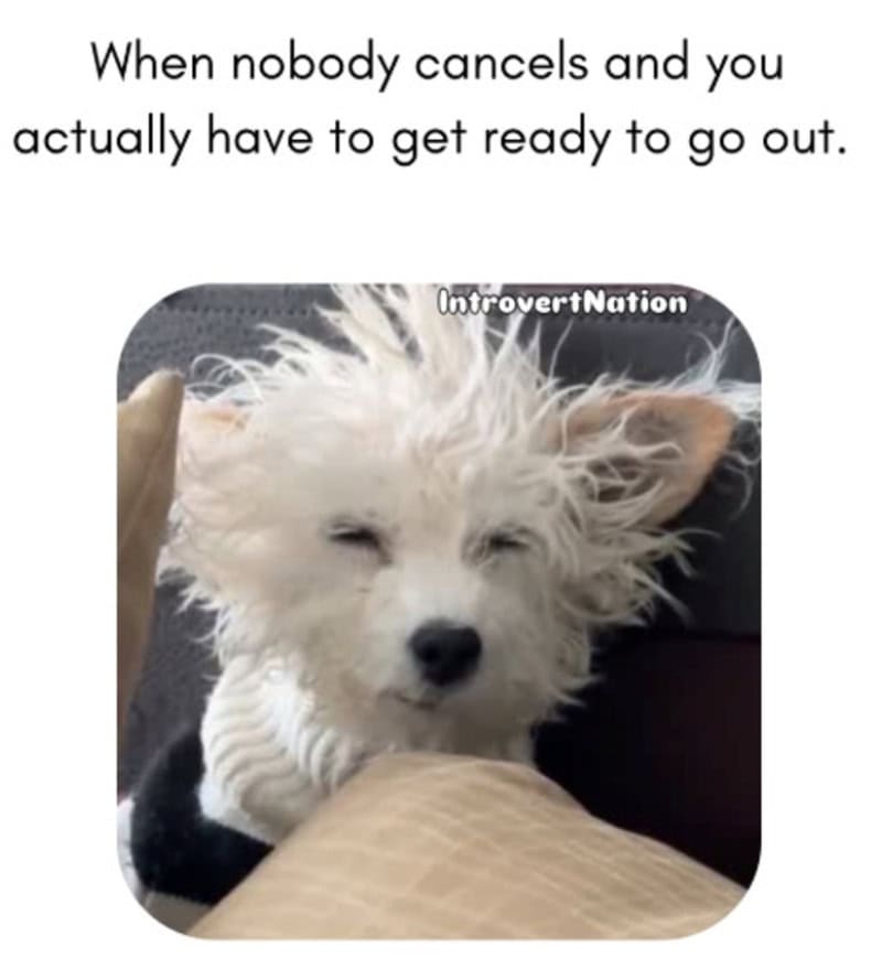 When nobody cancels and you actually have to get ready to go out.