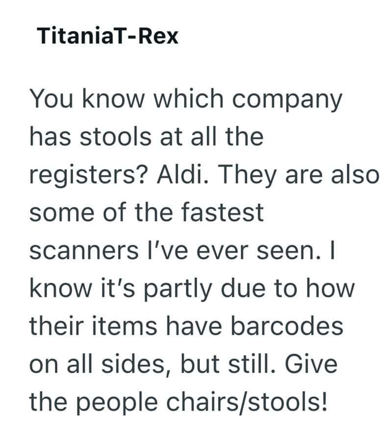 A1: ALDI stools with barcode scanners at registers, known for speed and efficiency.