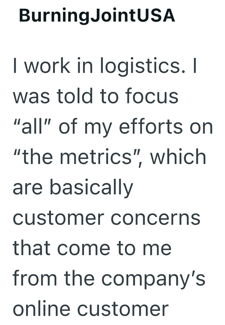 "BurningJointUSA" text with a quote about focusing efforts on metrics related to customer concerns.