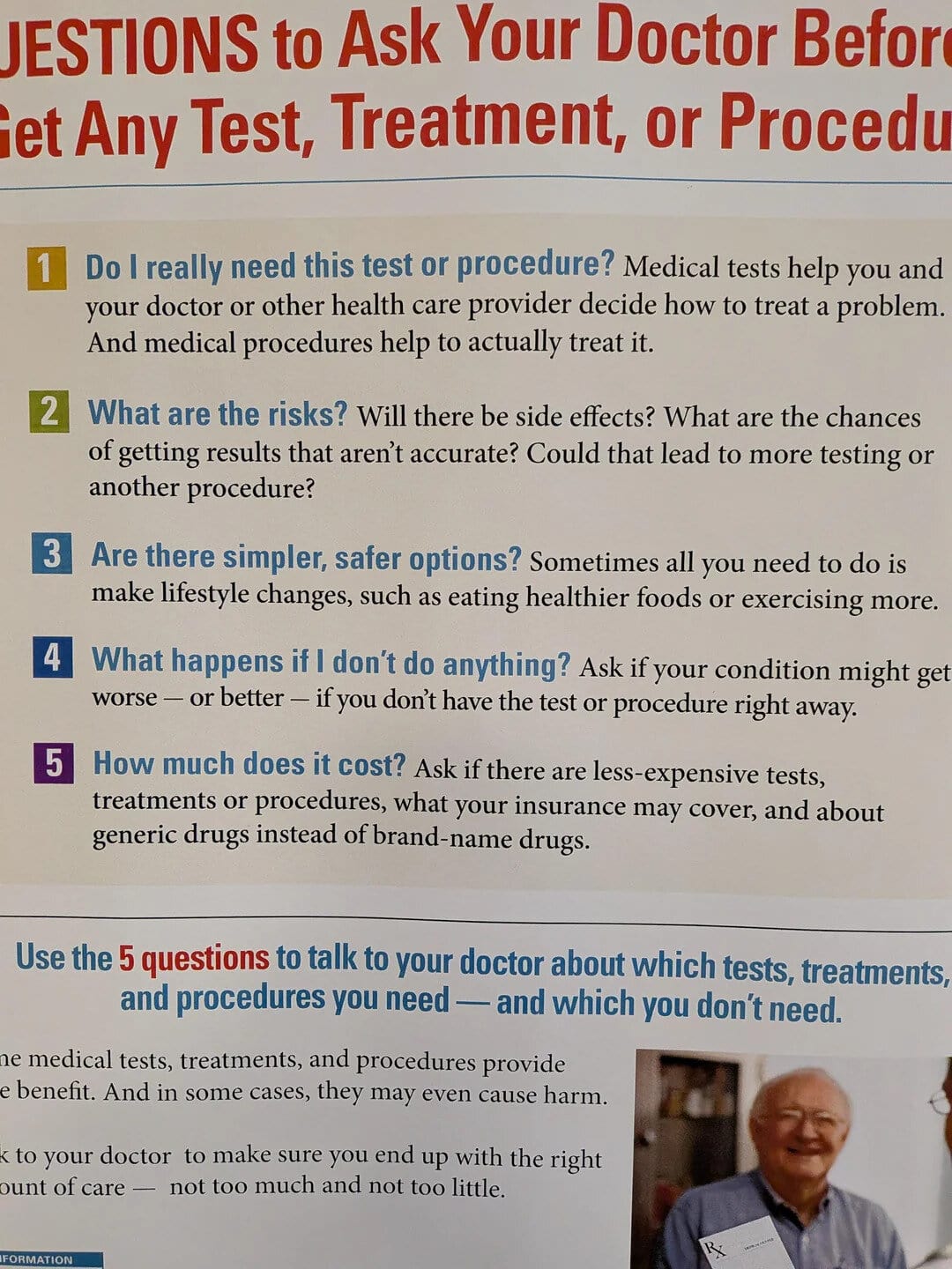 Questions to ask your doctor before tests, treatments, or procedures.