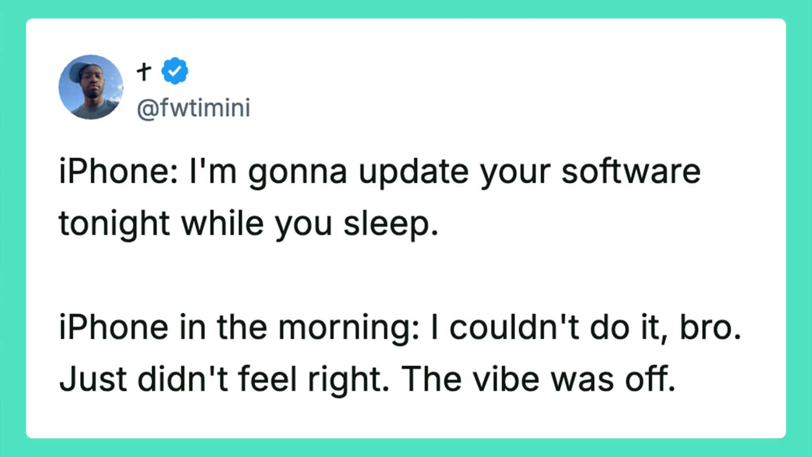 IPhone update message about software and vibe.